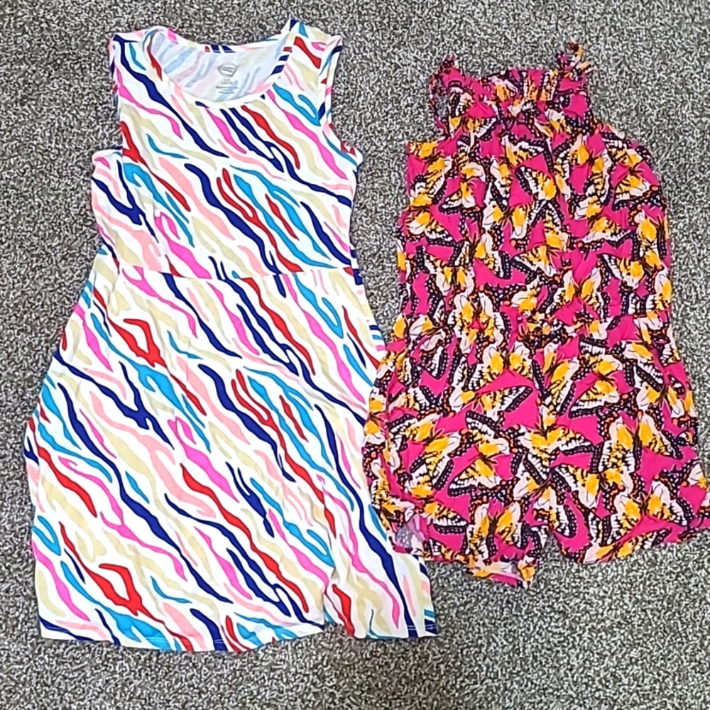 Sold,,,dup...4/$25 2 Girls Romper,dress. Both  Size 10 -12